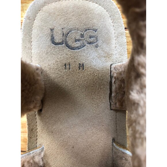 UGG Tan Suede Shearling Lined Ankle Strap Sandals Mens 11 M (5s73) - Picture 10 of 10